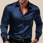 Men's Classic fit Plain Satin Casual Shirt for Men Full Sleeve
