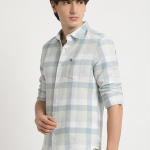 Men Slim Fit Striped Cotton Linen Casual Shirt